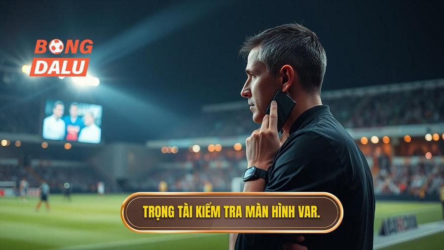 1. Trọng tài kiểm tra màn hình VAR.